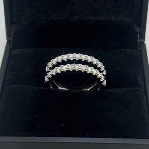 Moissanite Diamond Ring Enhancer Double Row Wedding Band Brilliant GRA Size 10